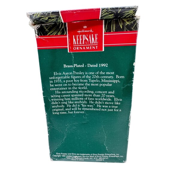 Hallmark Keepsake Gold Crown Exclusive Elvis 1992 Brass-Tone Ornament QX562-4 - Picture 2 of 15